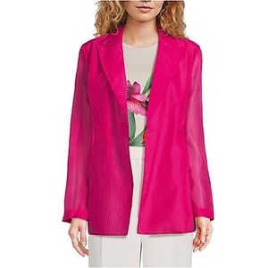 NWT Ted Baker London Yomu bright pink organza double breasted blazer size 14.